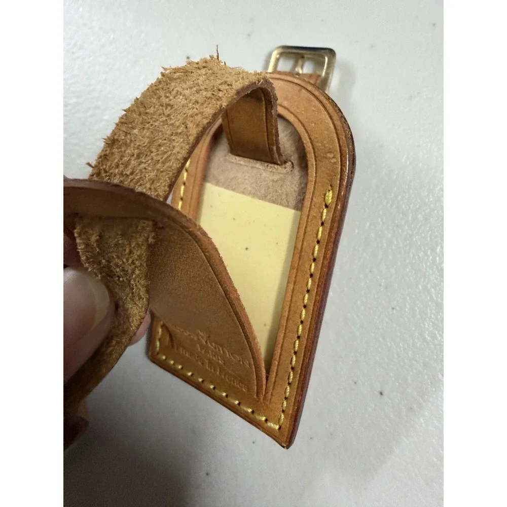 Louis Vuitton Luggage Tag Vintage Retro Leather Made in Paris France Vachetta